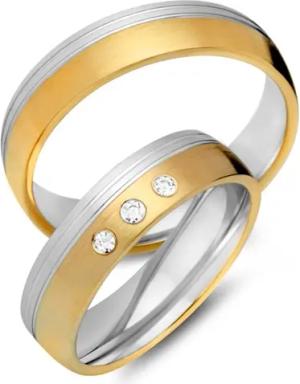 Trauringe 750er Gelb- Weissgold 3 Brillanten