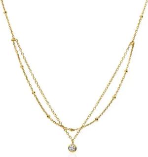 Layerkette aus vergoldetem 925er Silber mit Zirkonia