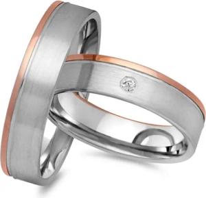 Trauringe 750er Rot- Weissgold mit Diamant