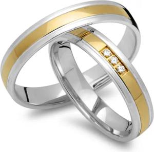 Eheringe 585er Gelb- Weissgold 3 Brillanten