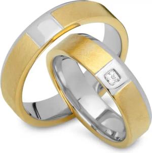 Trauringe 585er Gelb- Weissgold mit Diamant