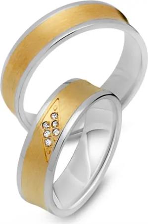 Trauringe 333er Gelb- Weissgold 6 Brillanten