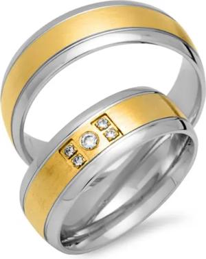 Trauringe 750er Gelb- Weissgold 5 Diamanten