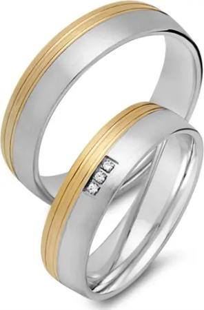 Eheringe 333er Gelb- Weissgold 3 Diamanten