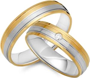 Trauringe 750er Gelb- Weissgold mit Brillant