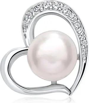 Herzanhänger aus Sterlingsilber mit Perle und Zirkonia