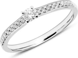 14K Weißgold Verlobungsring mit Diamanten gravierbar