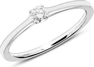 Gravierbarer Solitärring aus 585er Weißgold mit Diamant