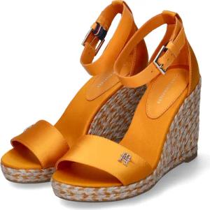 Tommy Hilfiger Keilsandaletten für Damen - Gr. 42 - orange - Textil,Leder & Textil