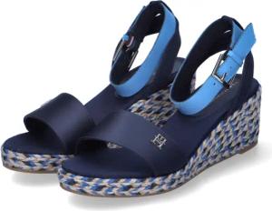 Tommy Hilfiger Keilsandaletten für Damen - Gr. 40 - blau - Textil,Leder & Textil