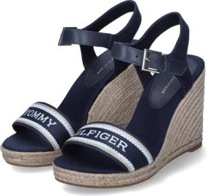Tommy Hilfiger Keilsandaletten für Damen - Gr. 41 - blau - Textil,Leder & Textil