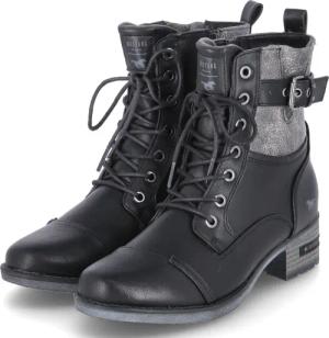 Mustang Schnürstiefeletten für Damen im SALE - Gr. 41 - schwarz - Textil & Synthetik