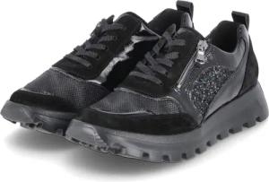 Waldläufer Low Sneaker H-AJALA für Damen - Gr. 6 - schwarz - Leder & Textil