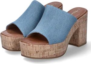Tamaris Pantoletten für Damen - Gr. 37 - blau - Leder