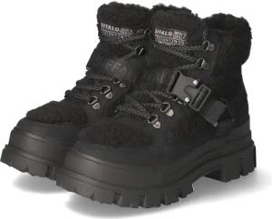 Buffalo Winterstiefeletten ASPHA COM für Damen - Gr. 42 - schwarz - Textil & Synthetik