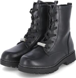 Indigo Schnürstiefeletten für Mädchen - Gr. 33 - schwarz - Kunstleder