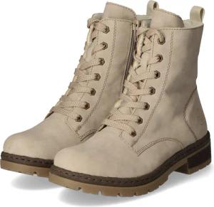 Rieker Schnürrstiefeletten für Damen - Gr. 39 - beige - Kunstleder