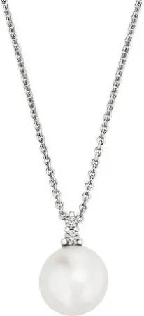 Orolino Kette mit Anhänger Gold 585 mit weißer Perle 8mm und 2 Brillanten zus. 0,05ct.