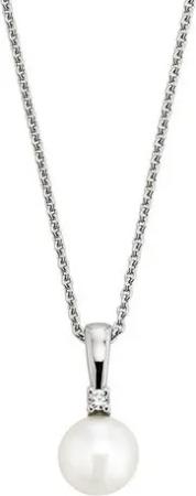 Orolino Kette mit Anhänger Gold 585 mit Brillant 0,025ct. und weißer Perle 6mm