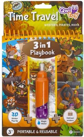 Qwi Toy Spiel Buch 3in1 Kinder Wasser-Malbuch mit 3D-Aufklappseiten, inkl. Stift & wiederwendbare Sticker