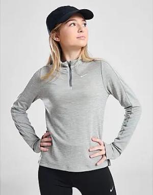 Nike Girls' Fitness Langarm Oberteil mit Halbreißverschluss Kinder, Dark Grey Heather