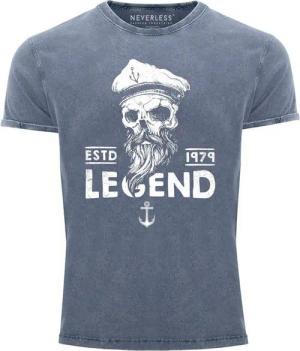 Neverless Print-Shirt Cooles Angesagtes Herren T-Shirt Vintage Shirt Totenkopf Legend mit Print