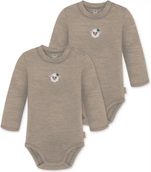 normani Langarmwickelbody 2er Pack Baby Merino Langarmbody „Tuai" Multirabatt Baby Body Babyanzug mit Knopf aus 100 % Merinowolle