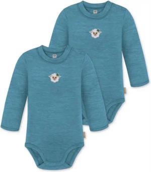normani Langarmwickelbody 2er Pack Baby Merino Langarmbody „Tuai" Multirabatt Baby Body Babyanzug mit Knopf aus 100 % Merinowolle