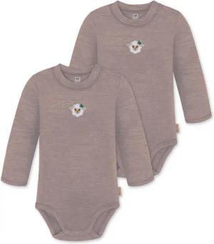 normani Langarmwickelbody 2er Pack Baby Merino Langarmbody „Tuai" Multirabatt Baby Body Babyanzug mit Knopf aus 100 % Merinowolle