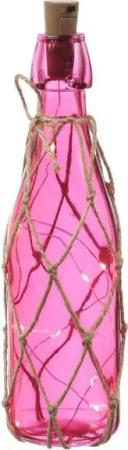 MARELIDA LED Dekolicht LED Dekoflasche mit Lichterkette Juteseil Leuchtflasche H: 28cm pink, LED Classic, warmweiß (2100K bis 3000K)