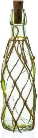 MARELIDA LED Dekolicht LED Dekoflasche mit Lichterkette Juteseil Leuchtflasche 28cm hellgrün, LED Classic, warmweiß (2100K bis 3000K)