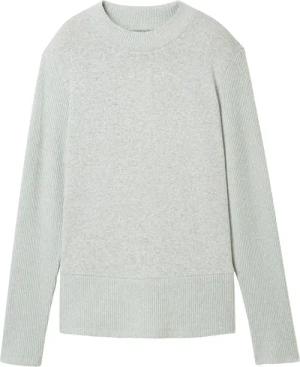 TOM TAILOR Damen Langarmshirt mit Rippstruktur, grün, Uni, Gr. S