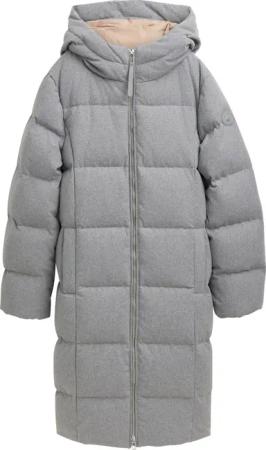 TOM TAILOR Damen Daunenmantel mit recycelter Wolle, grau, Meliert, Gr. XS