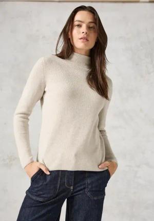 Cecil Damen Pullover mit Strukturmix in Beige, Gr: XL