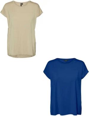 Vero Moda T-Shirt 2er-Pack Einfarbiges Stretch Oberteil (2-tlg) VMAVA PLAIN SS TOP GAJRS NOOS