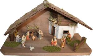 Alfred Kolbe Krippe "Krippenstall", (Set), mit 9 cm Poly-Figuren 11tlg.