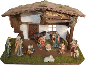 Alfred Kolbe Krippe "Krippenstall", (Set), mit 11 cm Poly-Figuren 11tlg.