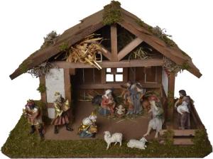 Alfred Kolbe Krippe "Krippenstall", (Set), mit 12 cm Poly-Figuren 12tlg.