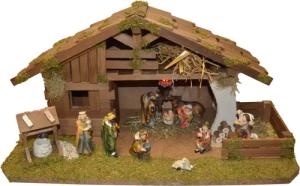 Alfred Kolbe Krippe "Krippenstall mit Trafo", (Set), mit Laterne, Brunnen, Holz, 9 cm Figuren 11tlg.
