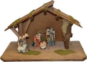 Alfred Kolbe Krippe "Krippenstall", (Set), mit 15 cm Poly-Figuren 4tlg.