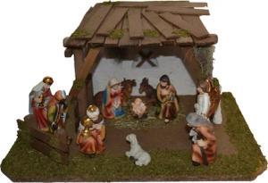 Alfred Kolbe Krippe "Krippenstall", (Set), mit 11 cm Poly-Figuren 11tlg.