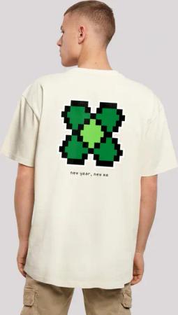 F4NT4STIC T-Shirt "Silvester Happy New Year Pixel Kleeblatt", Print