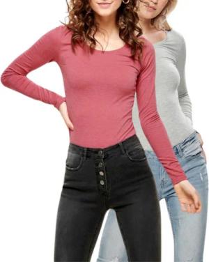 ONLY Langarmshirt Basic Shirt im 2er-Set in Unifarben