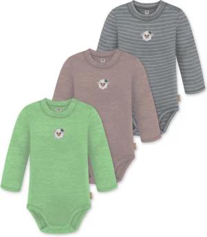 normani Langarmwickelbody 3er Pack Baby Merino Langarmbody „Tuai" Multirabatt Baby Body Winter Einteiler Bodysuit mit Knopf