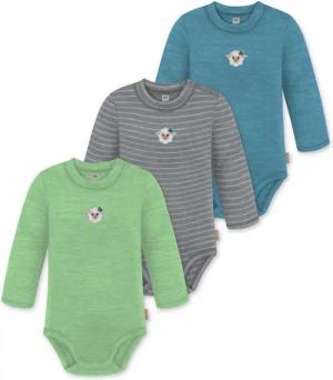 normani Langarmwickelbody 3er Pack Baby Merino Langarmbody „Tuai" Multirabatt Baby Body Winter Einteiler Bodysuit mit Knopf