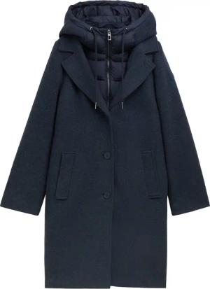 TOM TAILOR Damen 2-in-1 Look Wintermantel, blau, Uni, Gr. XL