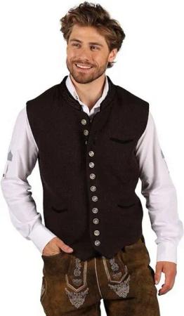 thetru Trachten-Kostüm Wiesn Trachtenweste Kostüm Herren Oktoberfest Weste Lederweste Outfit