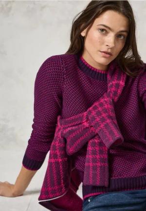 Cecil Damen Gemusterter Strickpullover in Pink, Gr: XXL