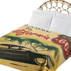 Abakuhaus Betttuch weiches bequemes oberes Bettlaken dekoratives Bett 1 Stück, Retro California Werbung