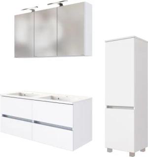 welltime Badmöbel-Set "Welltime Möbel Baabe Waschtisch-Set 3tlg. oder 5tlg.", (3 St.), gedämpfte Scharniere und Softclose-Funktion, inklusive LED-Beleuchtung